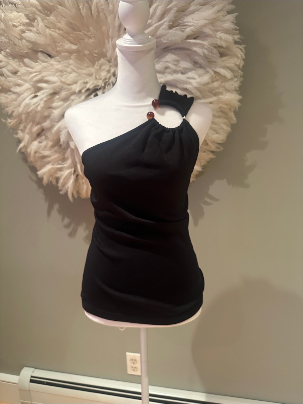 NWT Zara Black One-Shoulder Ring Detail Women's Top